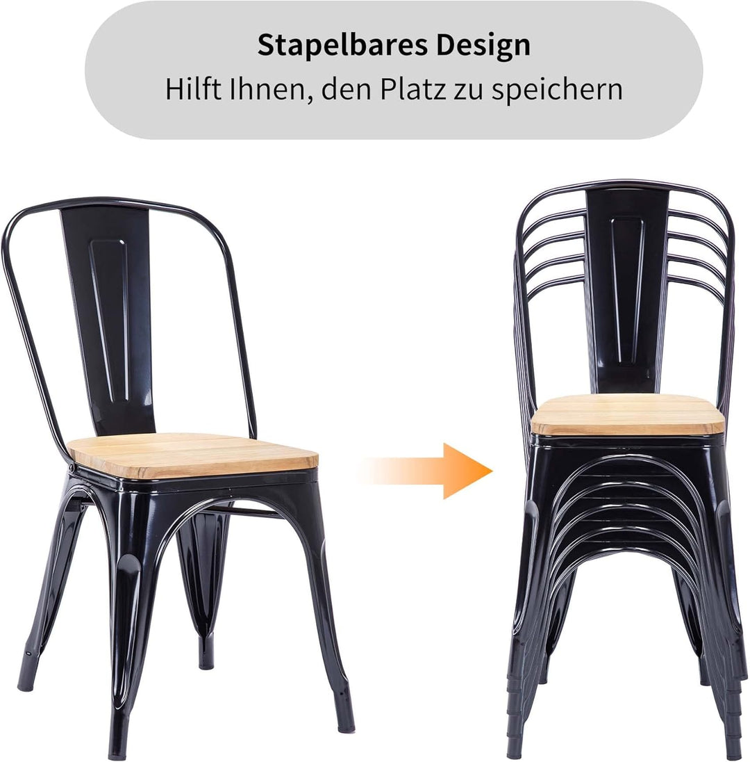 Duhome Metallstuhl Bistrostuhl aus Eisen Esszimmerstuhl mit Rückenlehne, Stapelbare Küchenstühle, Sc
