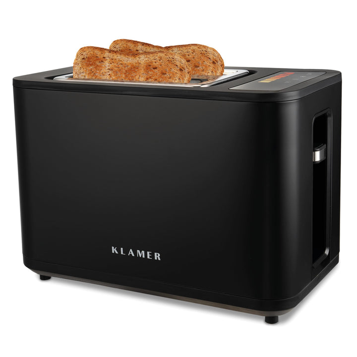 KLAMER Toaster, Toaster mit Brötchenaufsatz, hochwertiger 2 Scheiben-Toaster, 6 Bräunungsgrade, Touc