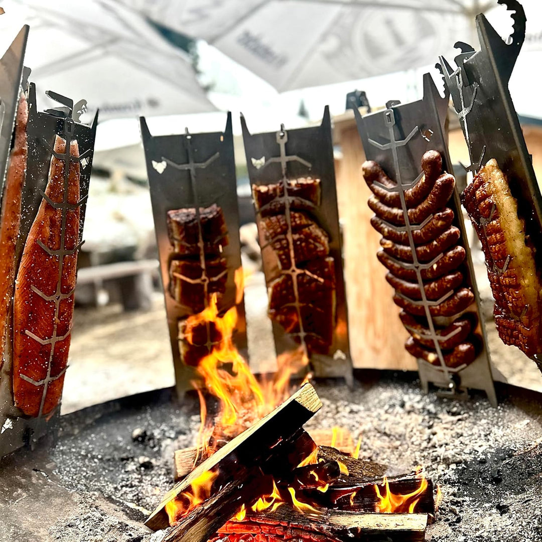 FENNEK Edelstahl Flammlachshalter für Feuerschalen & Kugelgrills | mit speziellem Spannmechanismus-