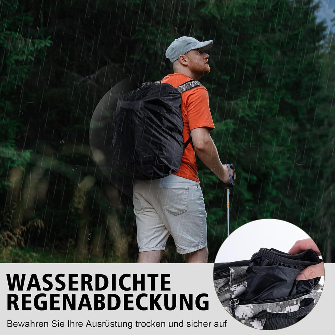 Goture Angelrucksack mit 4 Köderbox Angeln, 45-Liter Angelzubehör-Rucksack mit Zwei Rutenhaltern und