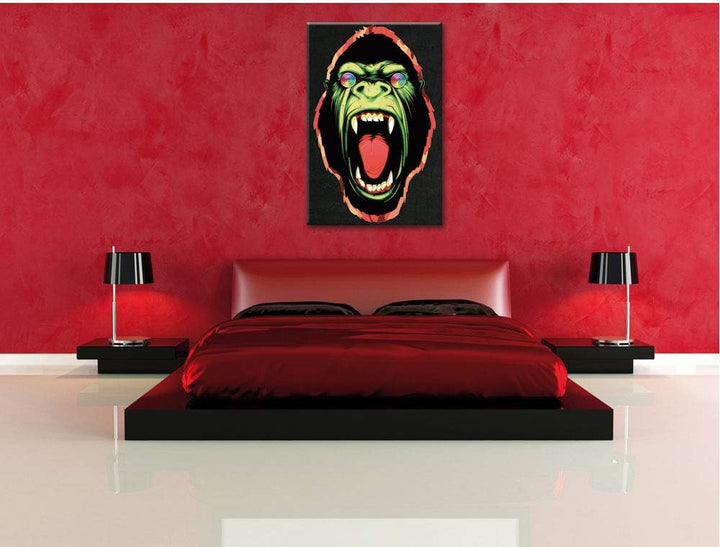 Dark Hypnotic ape black Leinwandbild Bild auf Leinwand, XXL riesige Bilder fertig gerahmt mit Keilra