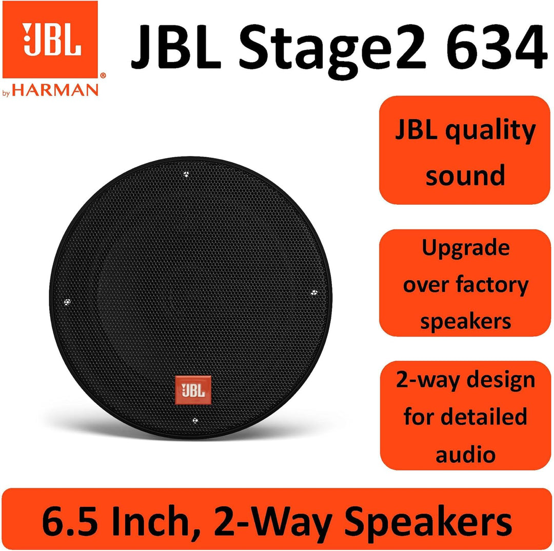 JBL Stage2 634 3-Wege Auto Lautsprecher Set von Harman Kardon - 250 Watt KFZ Auto Boxen - 2 stück Ca