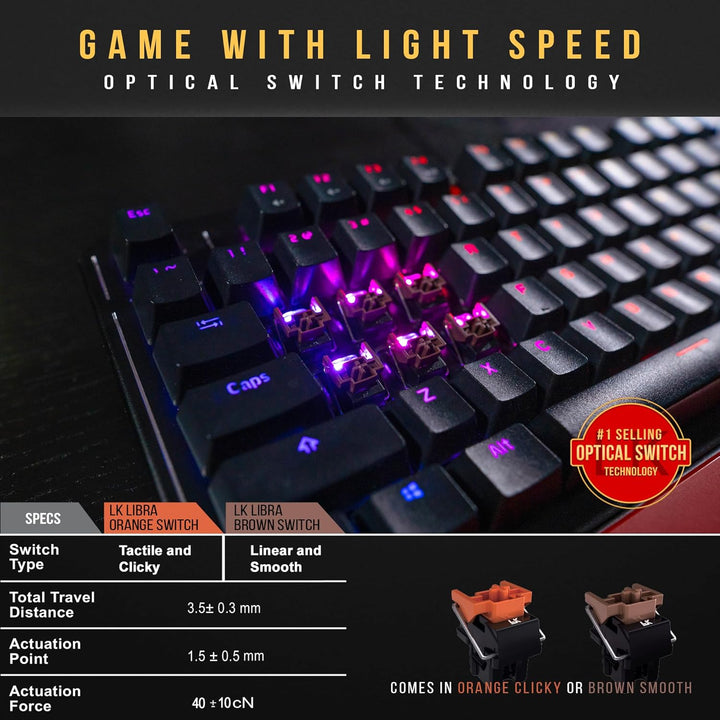 Bloody B975 Gaming-Tastatur: Linearer optischer Schalter – Licht und sofortiges Feedback, schnellste