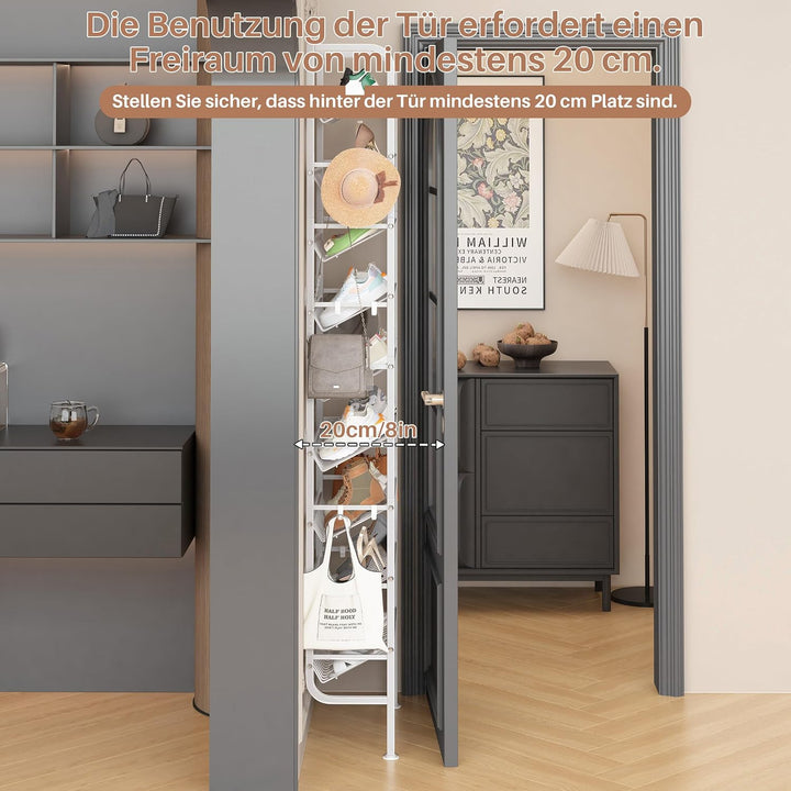 Tür Schuhregal, 9 Ebenen Metall Schuhablage Hinter der Tür, Offener Platzsparend Schuhschrank Schräg
