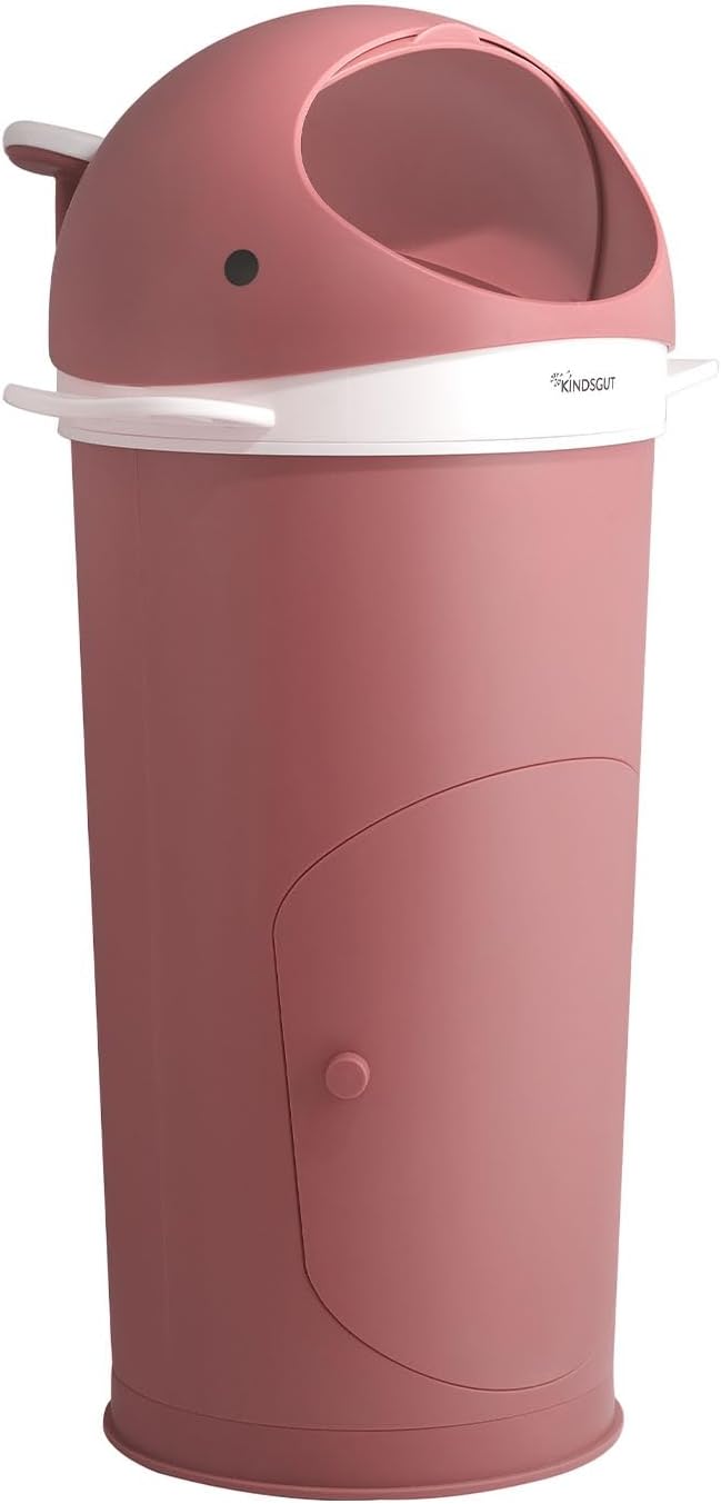 Kindsgut Windeleimer Wal Altrosa inkl. Nachfüllfolie, geruchsdicht durch doppelte Geruchsklappe, lei