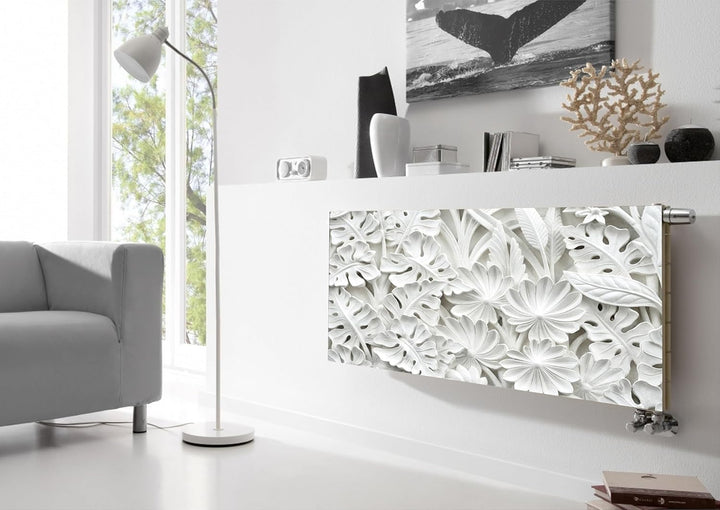Magnetische Heizkörperverkleidung - 160x60 cm - Magnet Heizkörperabdeckung - Motiv Weisse Blumen - W