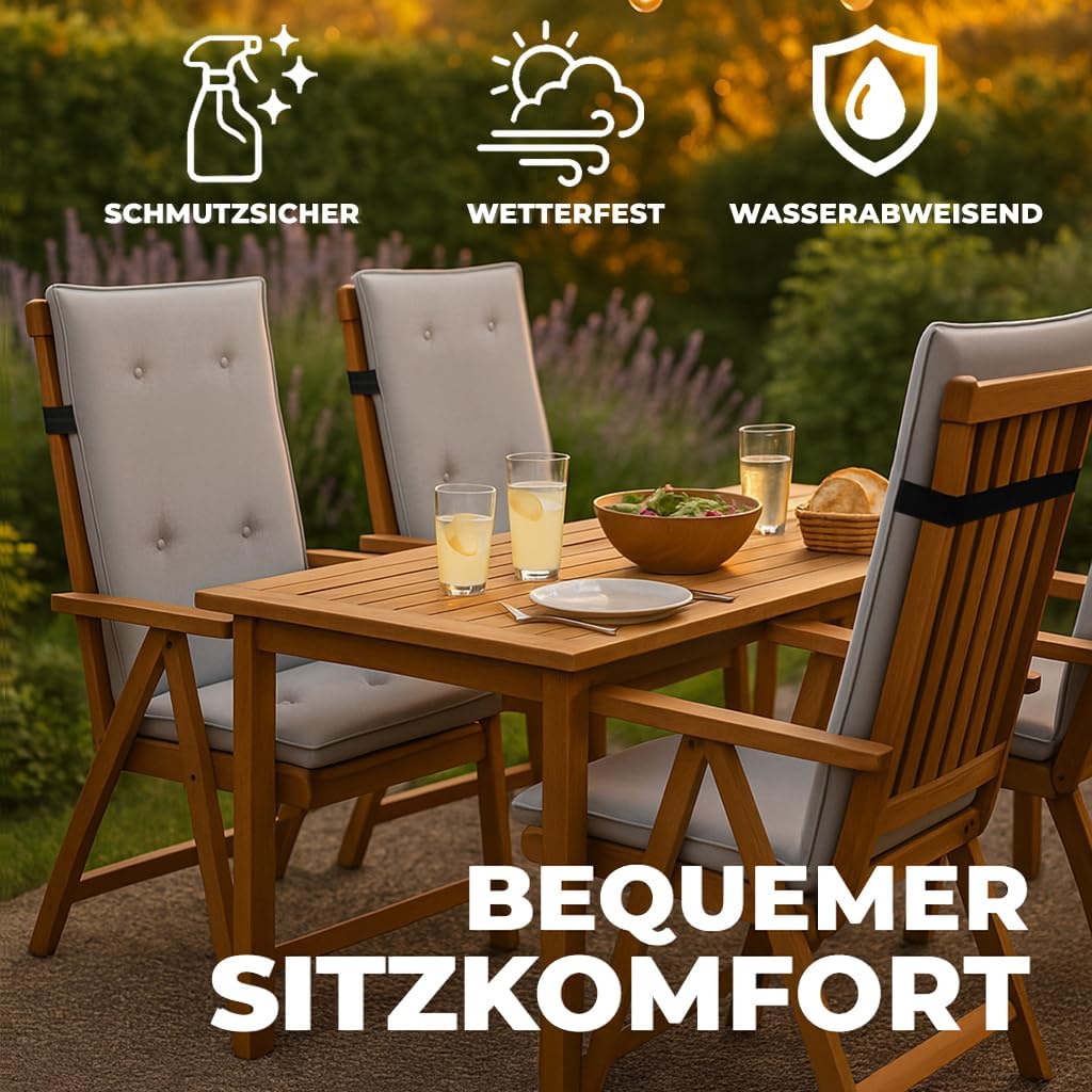 Hochlehner Auflagen 2er Set 120x50x8cm, Wasserabweisend &amp; UV-fest | Premium-Material 200gsm, Extra d