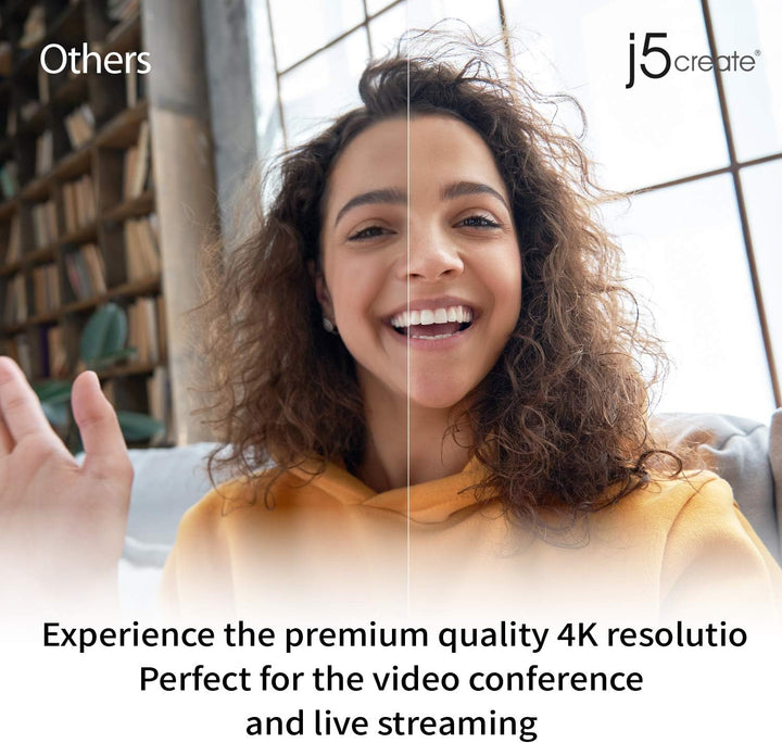 j5create 4K-Ultra-HD-Webcam mit 5X Digitalzoom, Sichtschutz, Zwei High-Fidelity-Mikrofonen, Fernbedi
