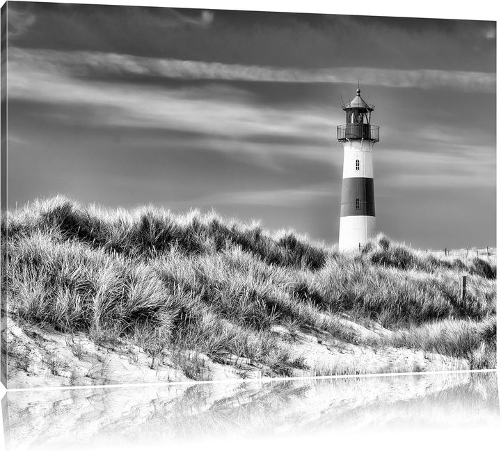 Pixxprint Leuchtturm hinter Dünen als Leinwandbild/Grösse: 100x70 / Wandbild/Kunstdruck/fertig bespa