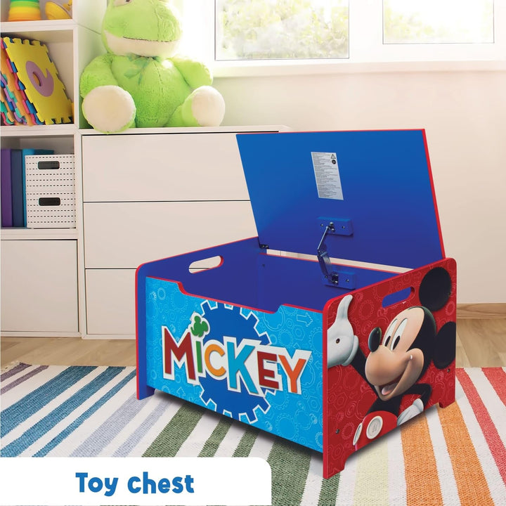 Disney Nixy Children Spielzeugkiste mit Bank aus Holz, Mickey Mouse
