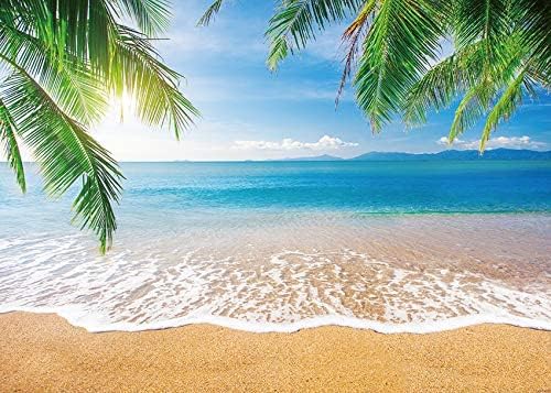 INRUI Tropischer Strand Fotografie Hintergrund Sommer Palmen Hintergrund Blaues Meer Himmel Sonnensc