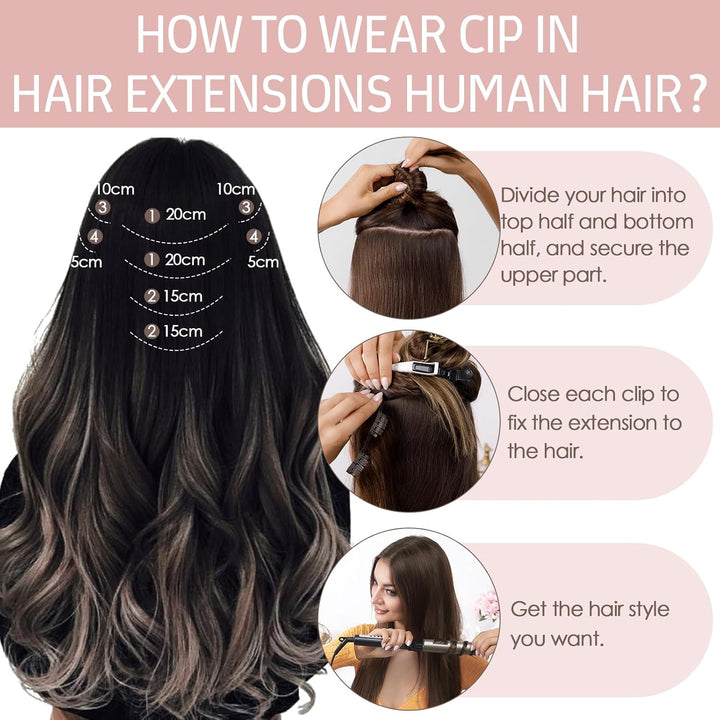 Silk-co Echthaar Clip In Extensions 8 Tressen 18 Clips 45g, Blonde Hair Extensions, Remy Echthaar Cl