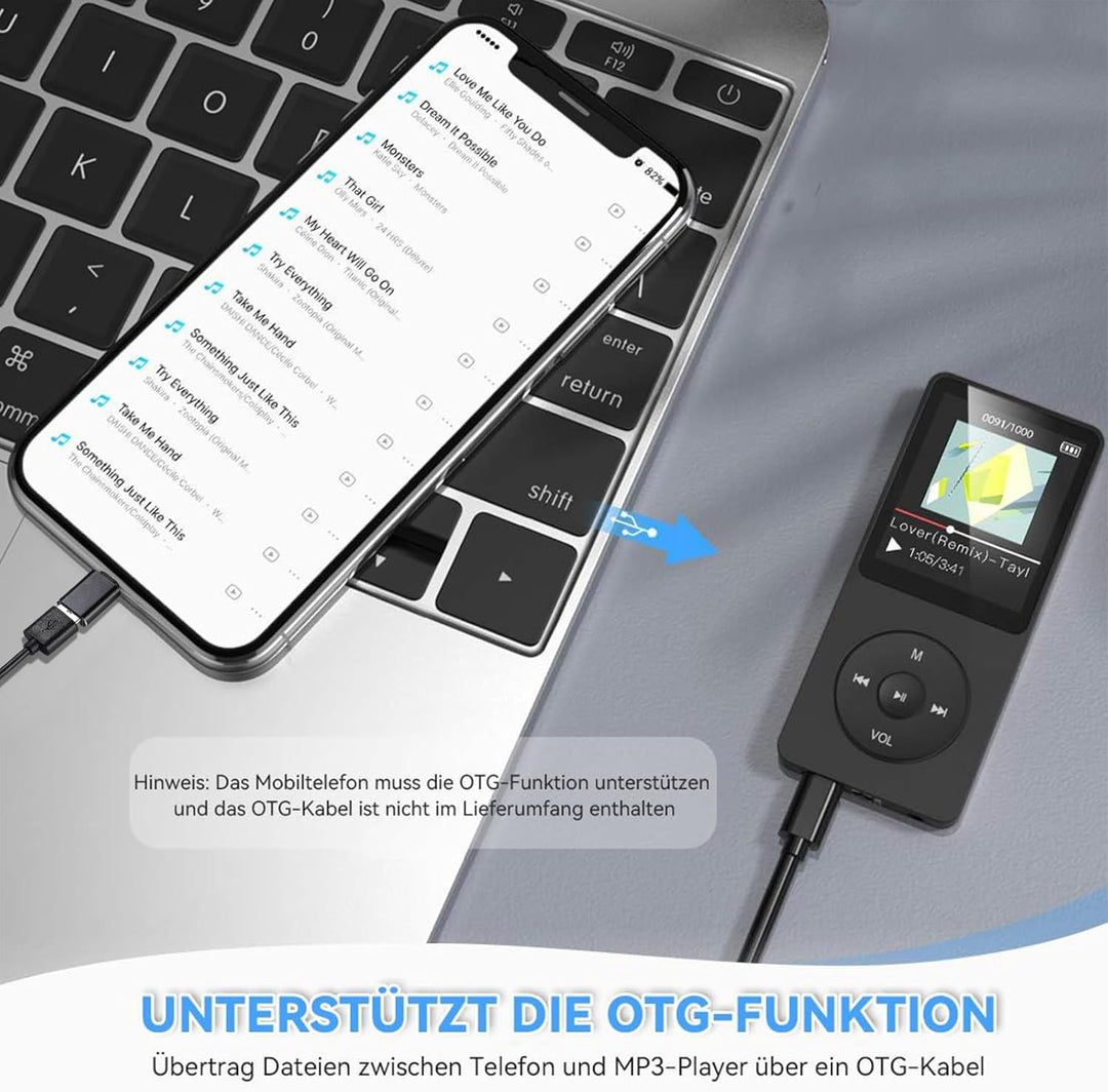 AGPTEK 64 GB Klassischer MP3 Player, 70 Stunden Akkulaufzeit tragbare HiFi Musik Player mit Kopfhöre