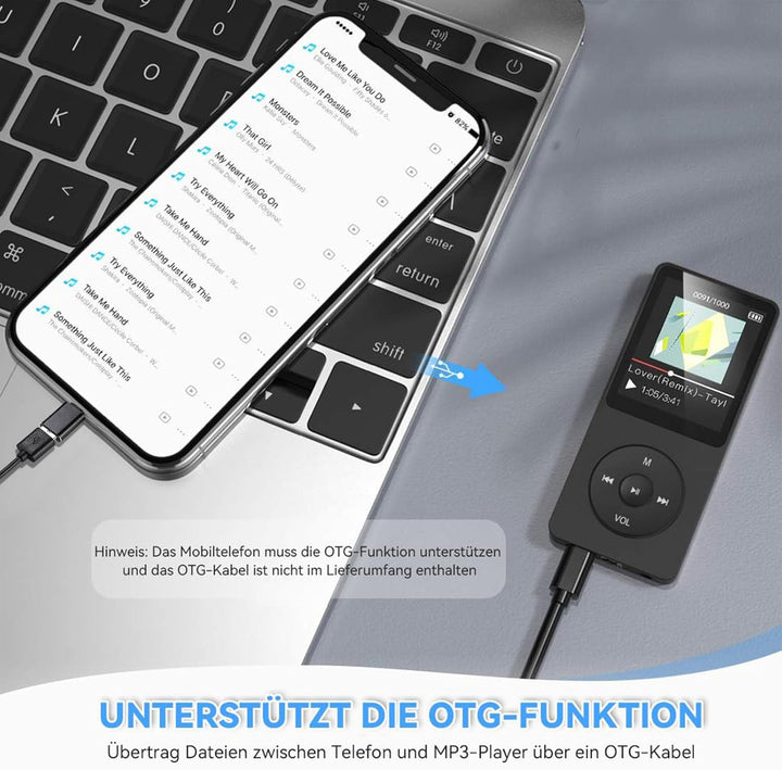 AGPTEK 64 GB Klassischer MP3 Player, 70 Stunden Akkulaufzeit tragbare HiFi Musik Player mit Kopfhöre