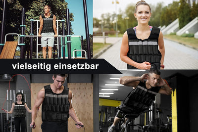 Fitness Gewichtsweste 20kg Gewicht anpassbar schwarz Grösse verstellbar für Damen und Herren