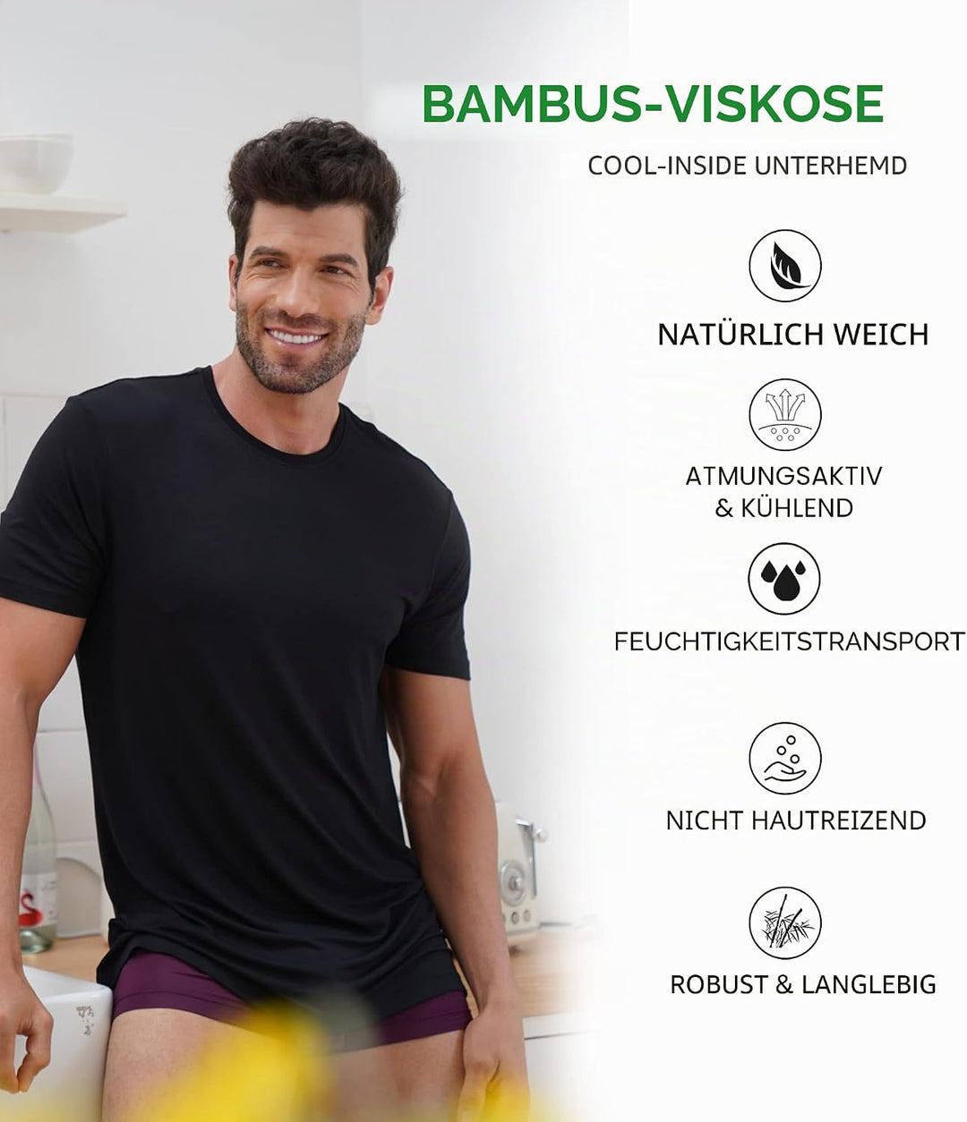 DAVID ARCHY Herren Unterhemden Business aus Micro Modal mit V-Ausschnitt Unterhemd Weich Kurzarm Shi