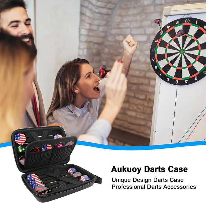 Darttasche, Dart Tasche für Stahl- oder Softtip-Darts, Platz für 12 komplett montierte Darts und Zub