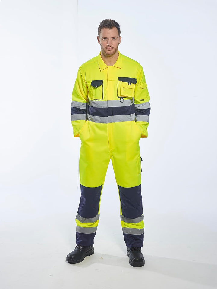 Portwest Arbeitskleidung Herren Nantes Sicherheitsgelb Overall Medium - 31 inch Leg Gelb / marinebla