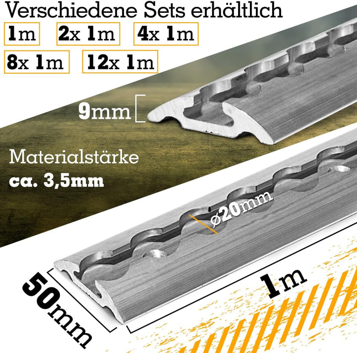 Safetytex Alu Zurrschiene Halbrund Airlineschiene 20mm Bohrungen Zurrleiste | Ladungssicherung für L