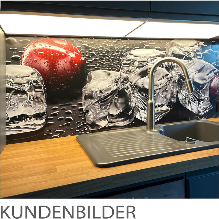 StickerProfis Küchenrückwand selbstklebend Glasoptik - Kirschen UND EIS - 1.8mm, Versteift, alle Unt