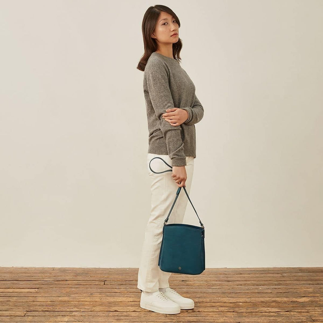 Maxwell Scott Hochwertige Leder Bucket Bag Handtasche Palermo in Dunkelbraun, Dunkelbraun