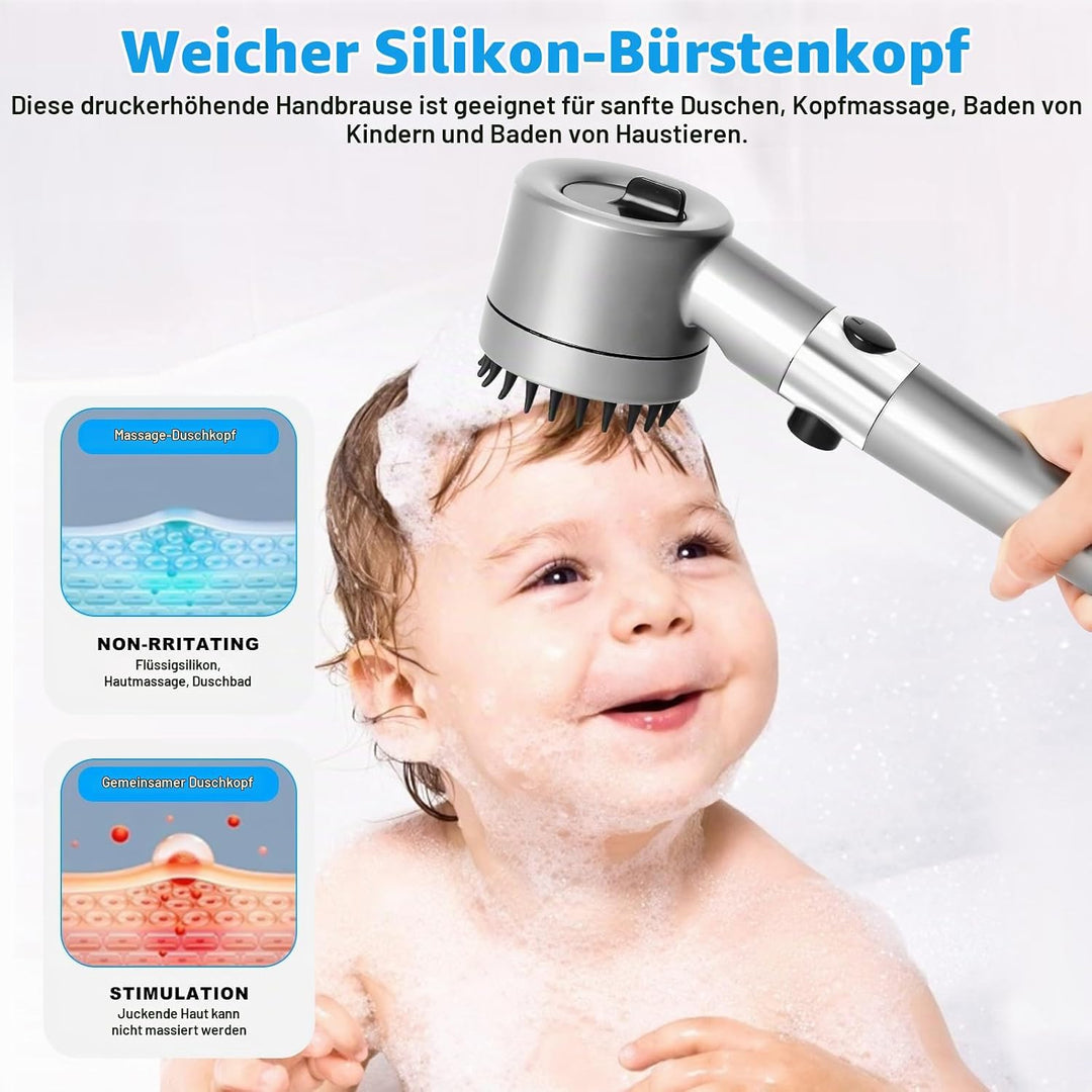 Duschkopf mit Filter, Hochdruck Handbrause mit 2 M Schlauch, Brausekopf Dusche, 4 Strahlarten, Dusch