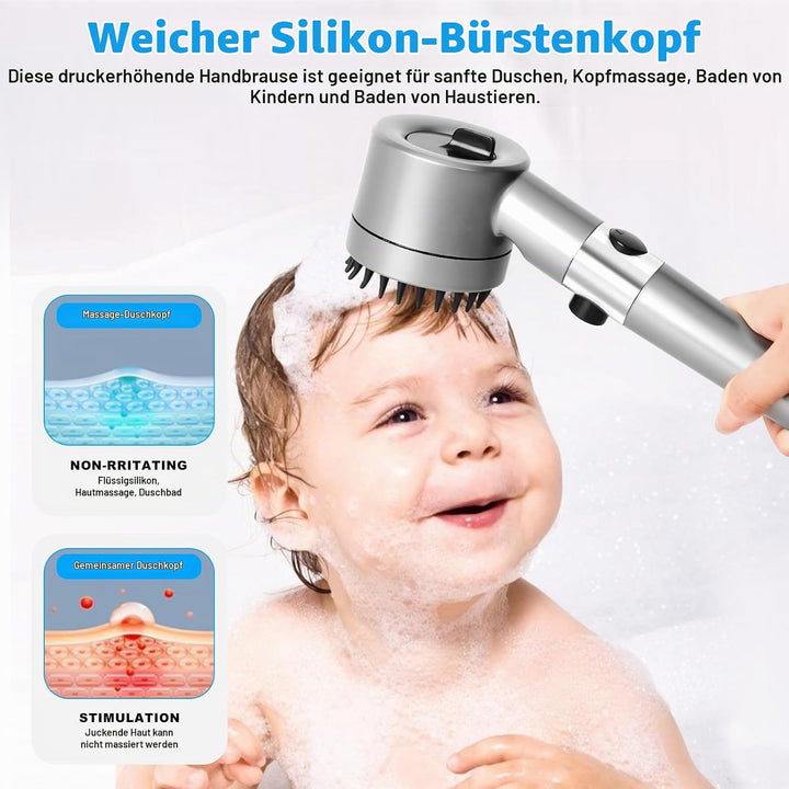 Duschkopf mit Filter, Hochdruck Handbrause mit 2 M Schlauch, Brausekopf Dusche, 4 Strahlarten, Dusch