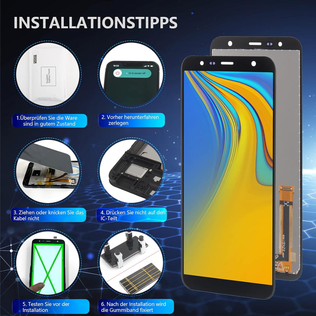 RongZy Display für Samsung Galaxy J6 Plus J610/J4 Plus 2018 J415/J4 Core j410 LCD Bildschirmersatz D