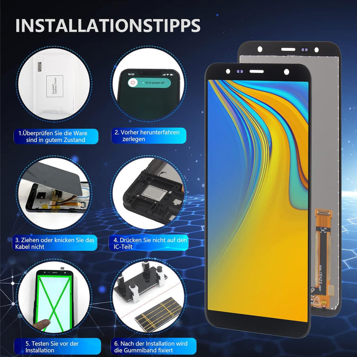 RongZy Display für Samsung Galaxy J6 Plus J610/J4 Plus 2018 J415/J4 Core j410 LCD Bildschirmersatz D