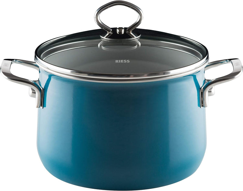 Riess, 0703-010, Fleischtopf mit Glasdeckel, NOUVELLE-AQUAMARIN EXTRA STARK, Durchmessser 20 cm, Höh