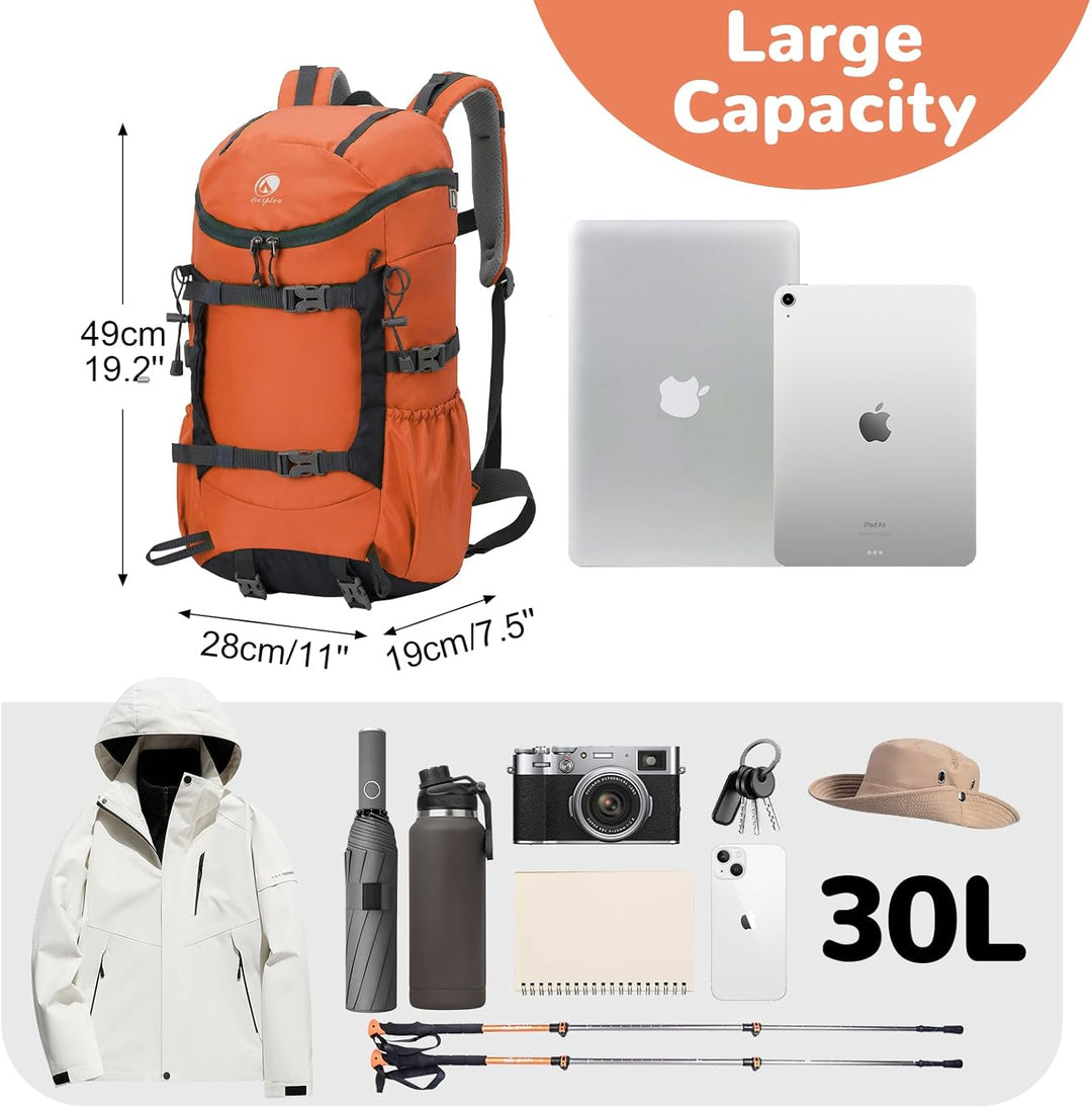 30L Leicht Wanderrucksack Herren Damen, Multifunktional Reiserucksack mit Skateboard Gurte, Tagesruc
