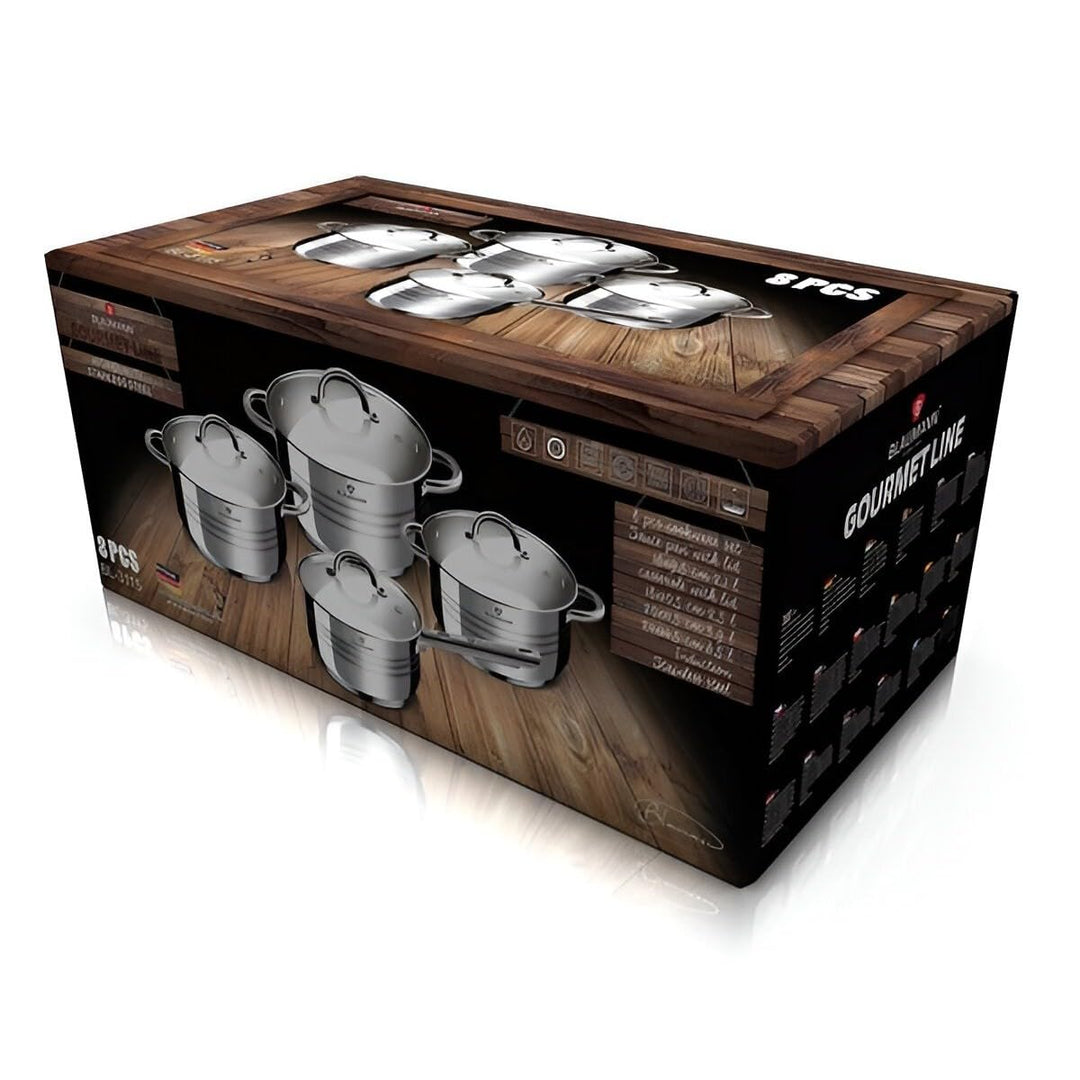 kochgeschirr-Set Gourmet Edelstahl silber 8-teilig