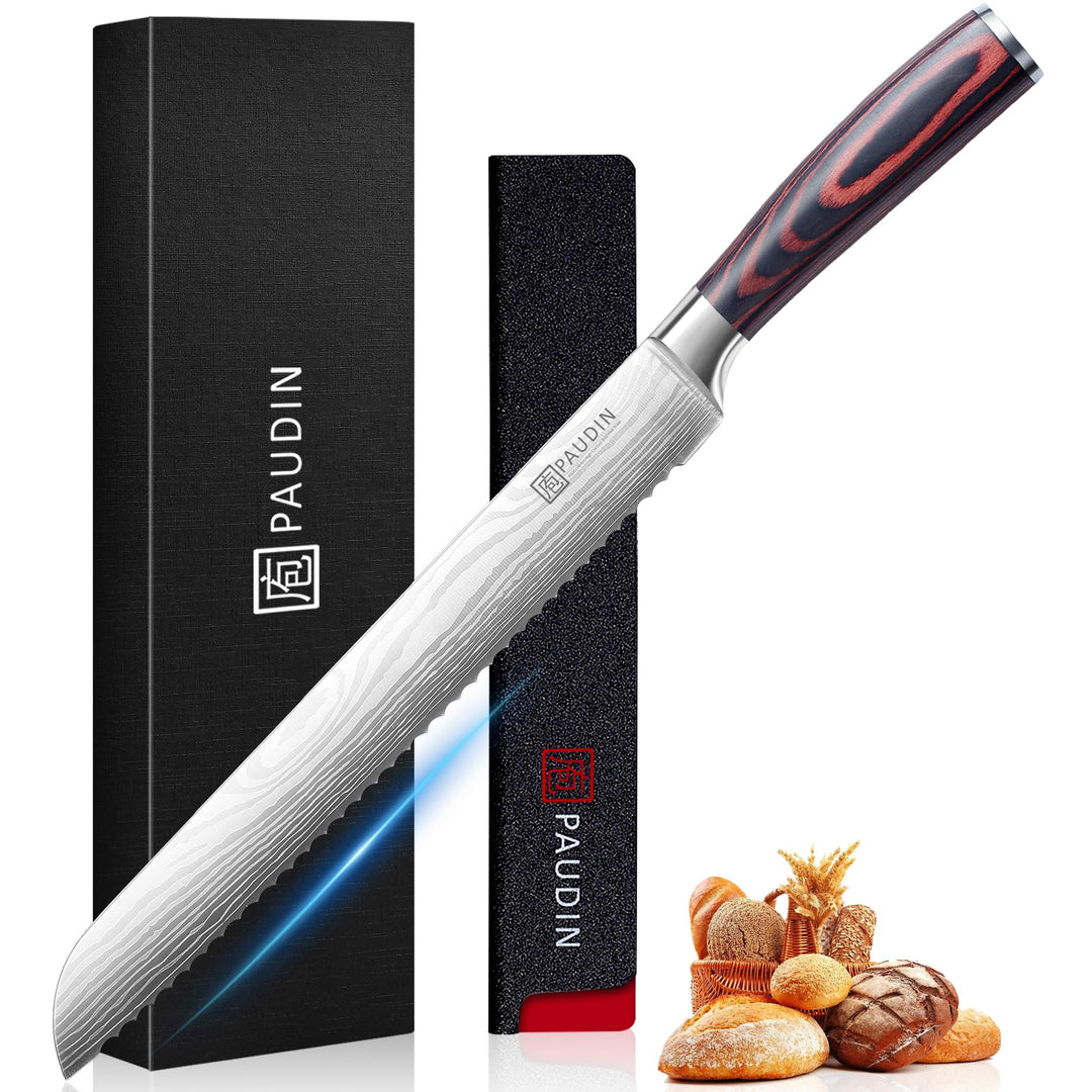 PAUDIN Brotmesser mit Wellenschliff 26 cm aus hochwertigem rostfreiem Edelstahl, extra scharfe Messe