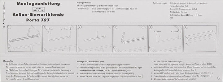 Burg-Wächter Aussen-Einwurfblende, Aluminium/Verzinktes Stahlblech, Porta 797 W, Weiss, Weiss
