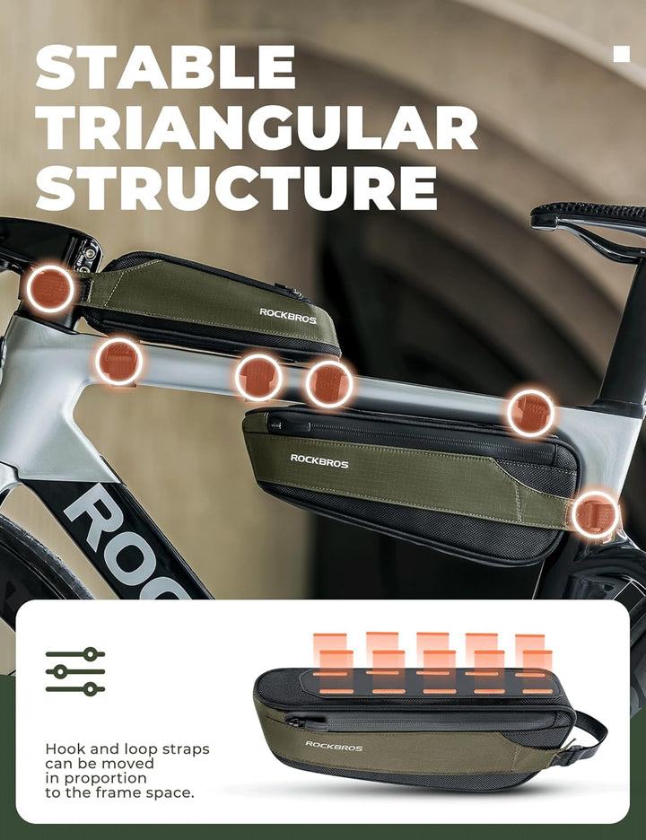 ROCKBROS Fahrradtasche Reflektierende Oberrohrtasche + Rahmentasche 2 in 1 Abnehmbare Fahrradzubehör