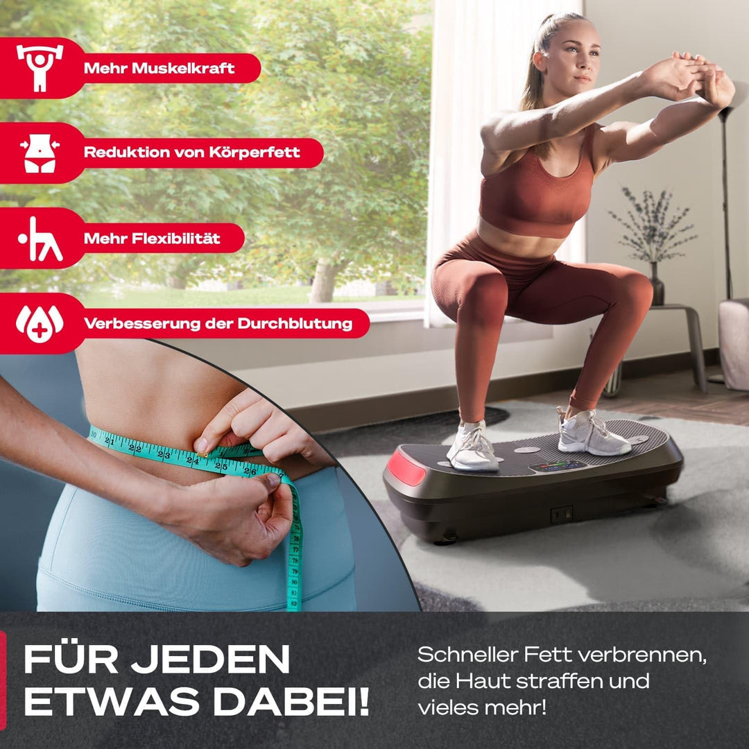 Sportstech 4D Vibrationsplatte VP400 im Curved Design + Trainings-Videos, Color Touch Display, Riese