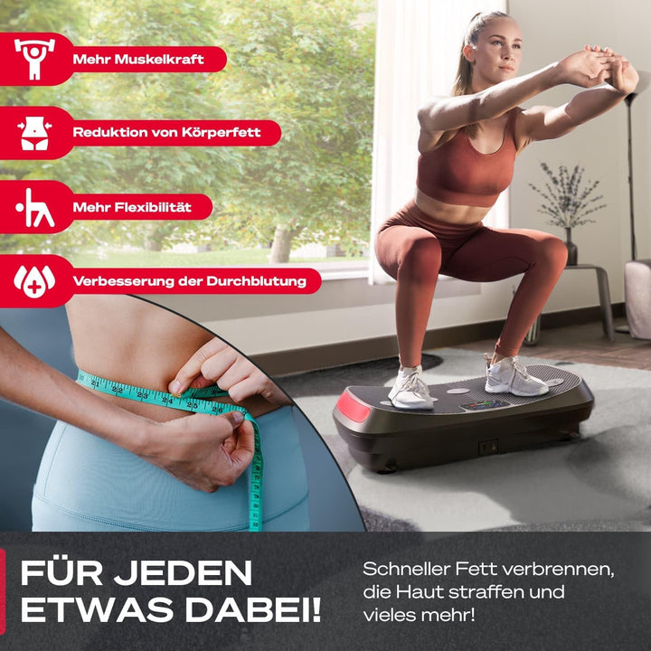 Sportstech 4D Vibrationsplatte VP400 im Curved Design + Trainings-Videos, Color Touch Display, Riese