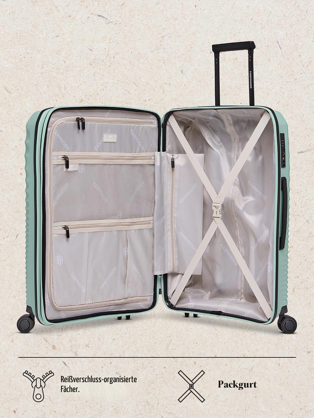 Farmhood Eco Edition nachhaltiges Hartschalen Koffer-Set 3-teilig | Trolleys mit Dehnfalte erweiterb