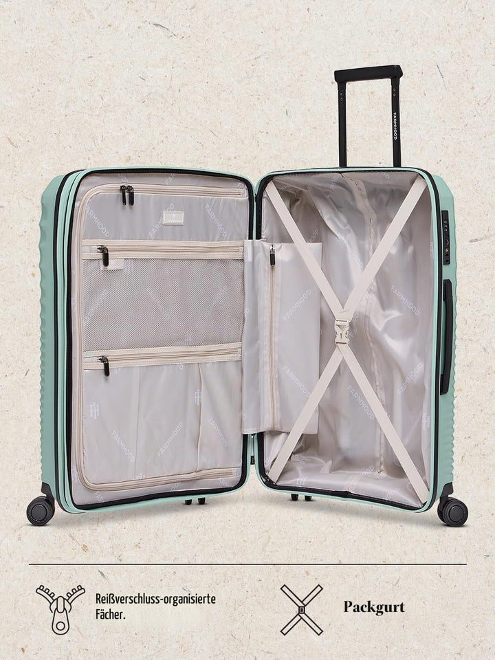 Farmhood Eco Edition nachhaltiges Hartschalen Koffer-Set 3-teilig | Trolleys mit Dehnfalte erweiterb