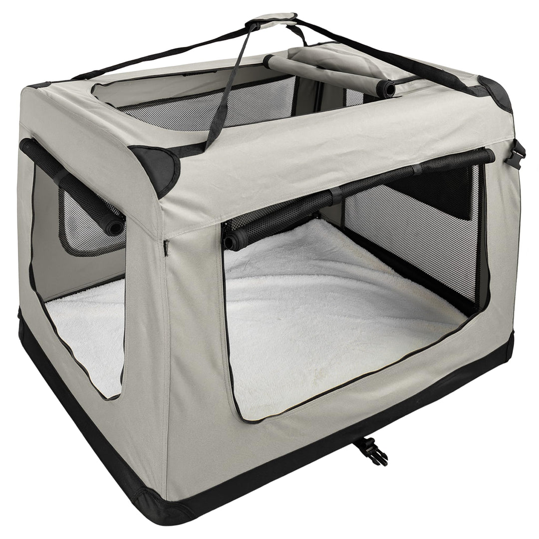 Faltbare Hundebox XXXL - 101 x 68 x 70 cm, beige Transporttasche Transportbox, Cream Auto Katze Hund