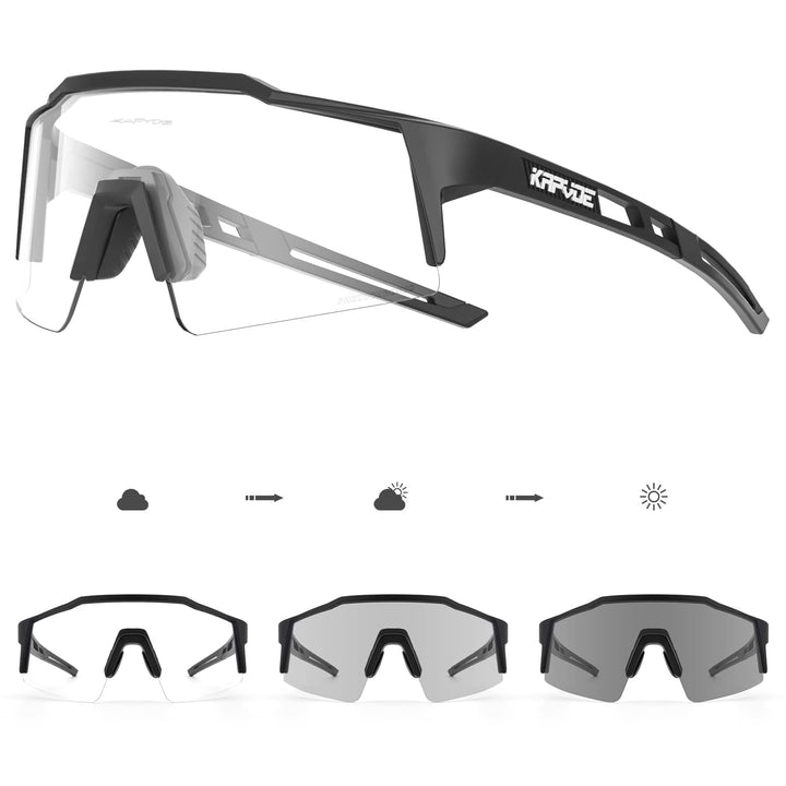 KAPVOE Photochromatische Selbsttönend Fahrradbrille TR90 Rahmen für Herren Damen Jungen Mädchen Klar