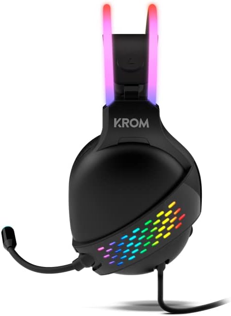 KROM Gaming KLAIM -NXKROMKLAIM Kopfhörer mit Mikrofon, Rainbow RGB LED Stereo-Sound, 50 mm Lautsprec