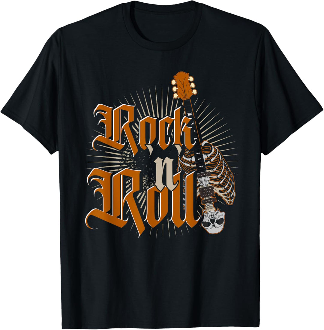 E Gitarrist Rock'N'Roll Skelett Rock Musiker Gitarre T-Shirt