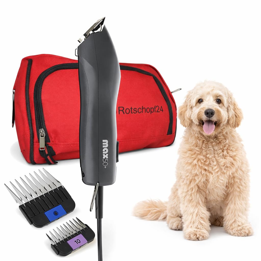 Rotschopf24 MAX 50 Schermaschine + 2 Aufsteckkämme + Rotschopf24 TASCHE
