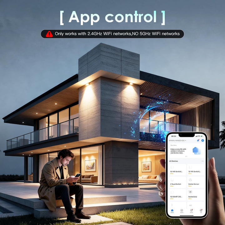 BSEED Normal Steckdose mit Smart Alexa Lichtschalter Kompatibel mit Alexa,Google Home, Glas Touchscr