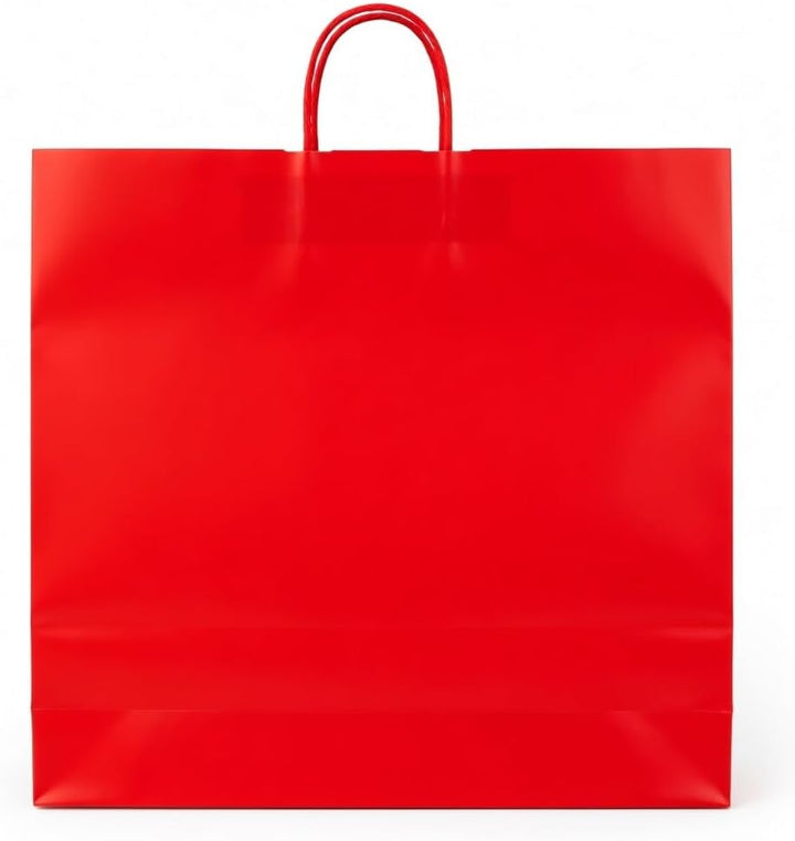 PGV Papiertragetaschen mit Kordel extra gross 54 + 14 x 50 cm (25 Stück, ROT) 25 Stück Rot, 25 Stück