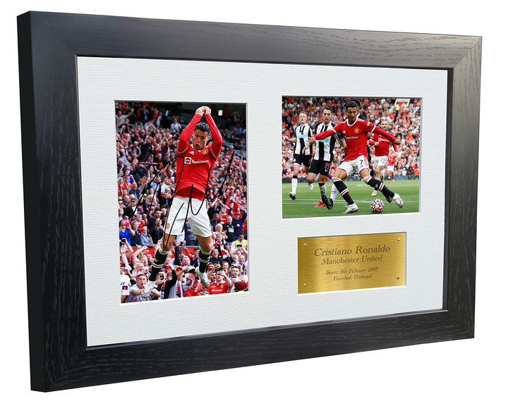 Bilderrahmen mit Autogramm von Cristiano Ronaldo Manchester United, 30,5 x 20,3 cm, goldfarben
