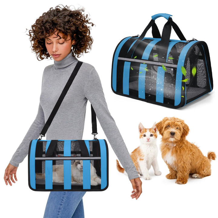 PETCUTE Transporttasche für Katze Hund,Hunde Transportboxen mit Reflektierenden Streifen,Faltbare Hu