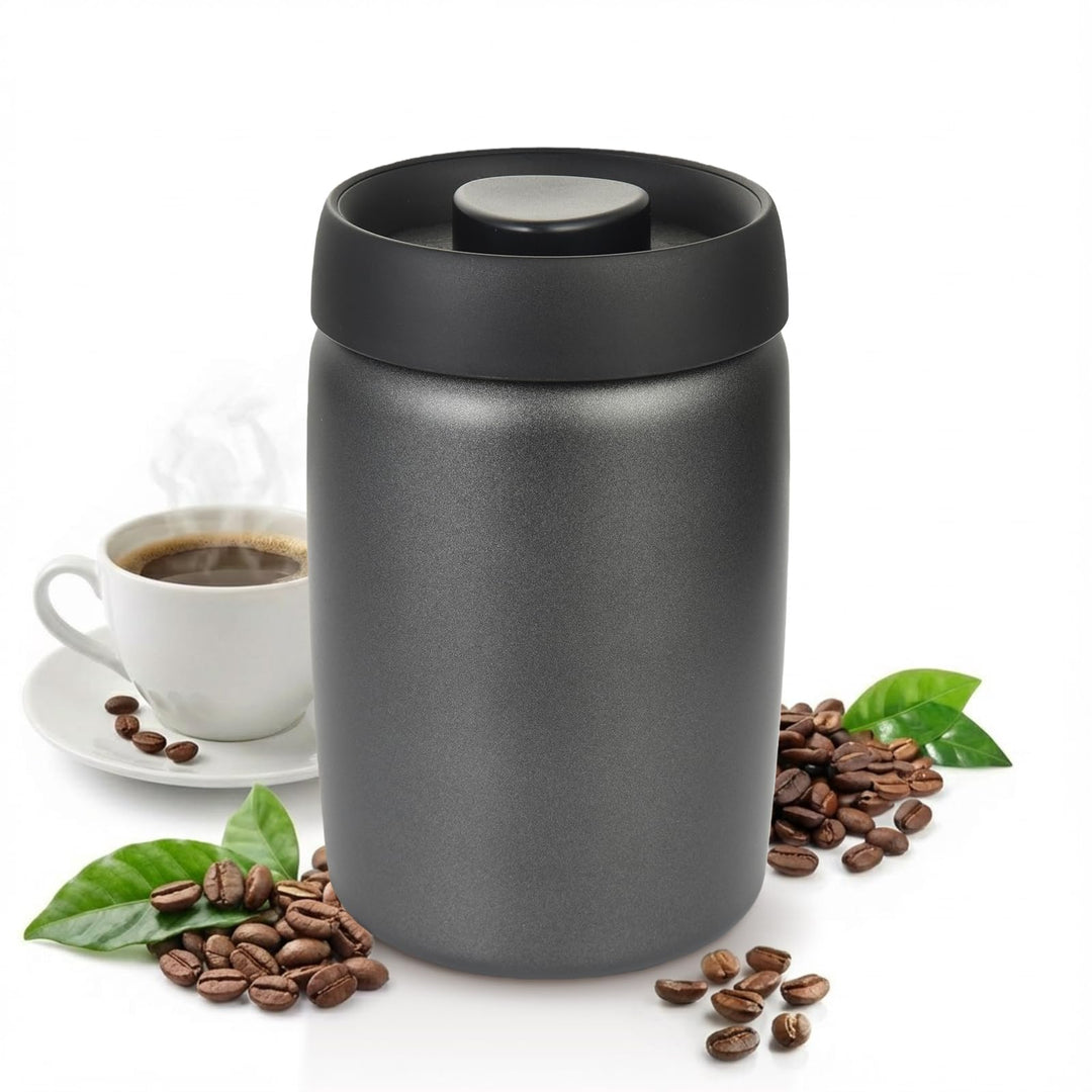 OTraki 1.2L Vakuum Kaffeedose Edelstahl, Kaffeebohnen Aufbewahrung Luftdicht Aromaschutz, Kaffeebohn