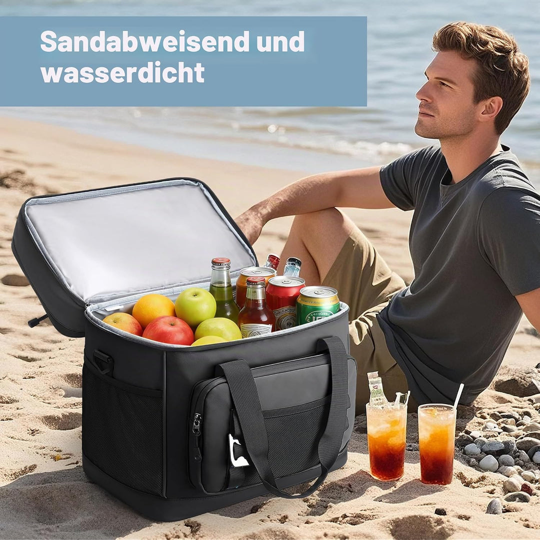 Kühltasche, 40L Grosse Kühlbox Faltbar, Wasserdichte Doppelwand Thermotasche Isolierte Picknicktasch